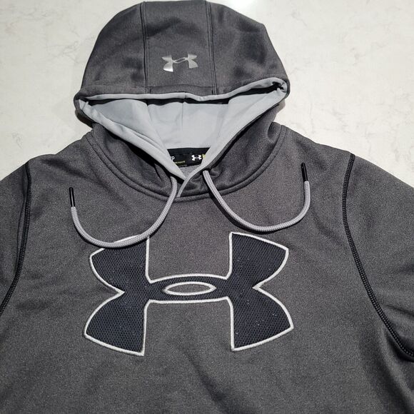 Under Armour Rival Hoodie Short Sleeve Coach's Gray Big Logo UA SMALL NWOT - Picture 7 of 9